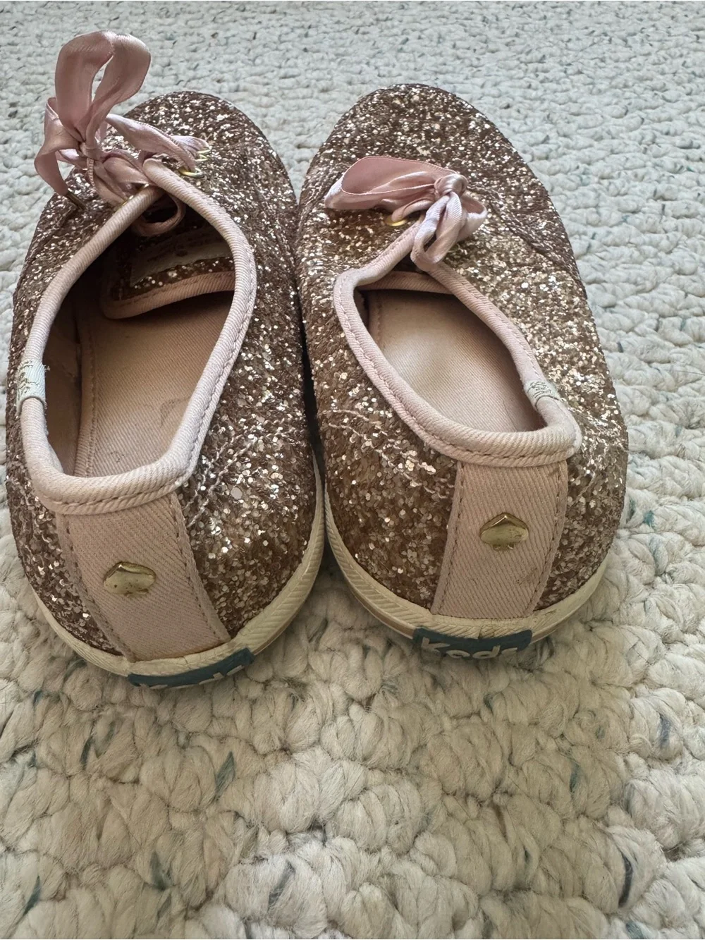 Kate Spade x Keds Glitter Lace-Up Sneakers in Rose Gold